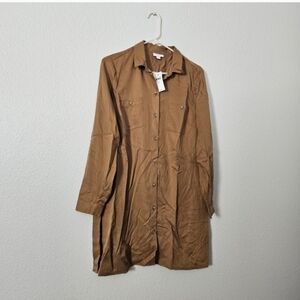 Brown J.jill Button-Up Shirt Dress Sz S